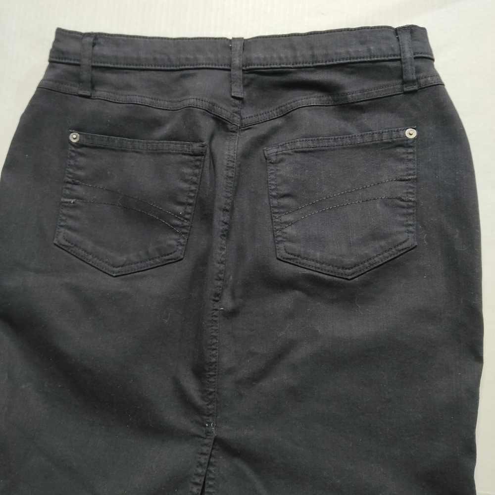Second Yoga Black Denim Stretch Skirt Sz 29 Y2K Minimalist Made in Canada Jean - Picture 9 of 13